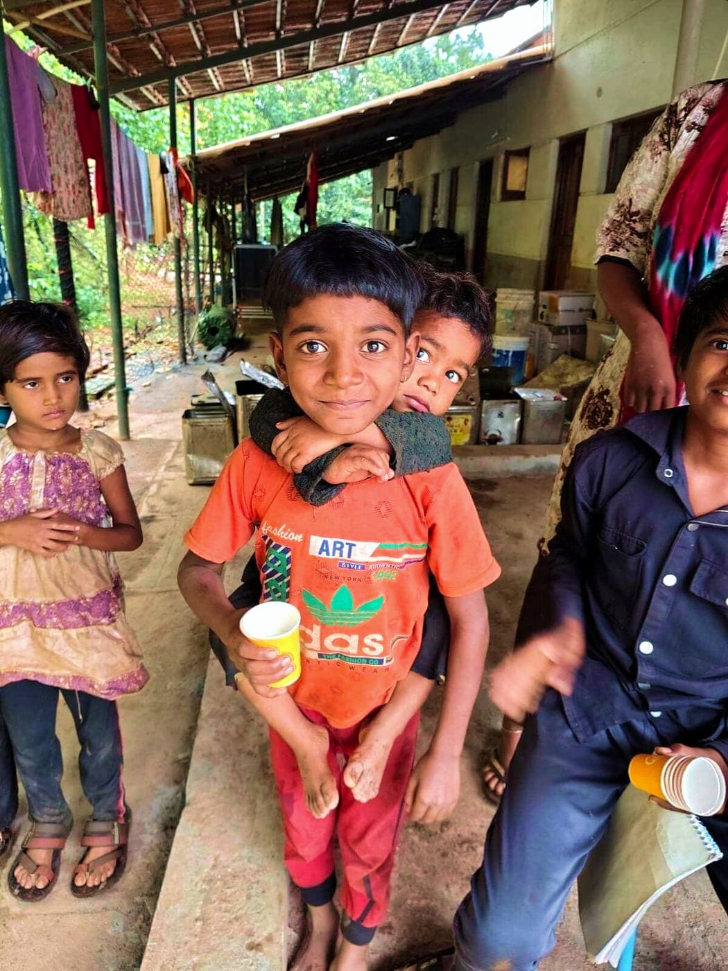 Children playing in the courtyard of the workers’ quarters