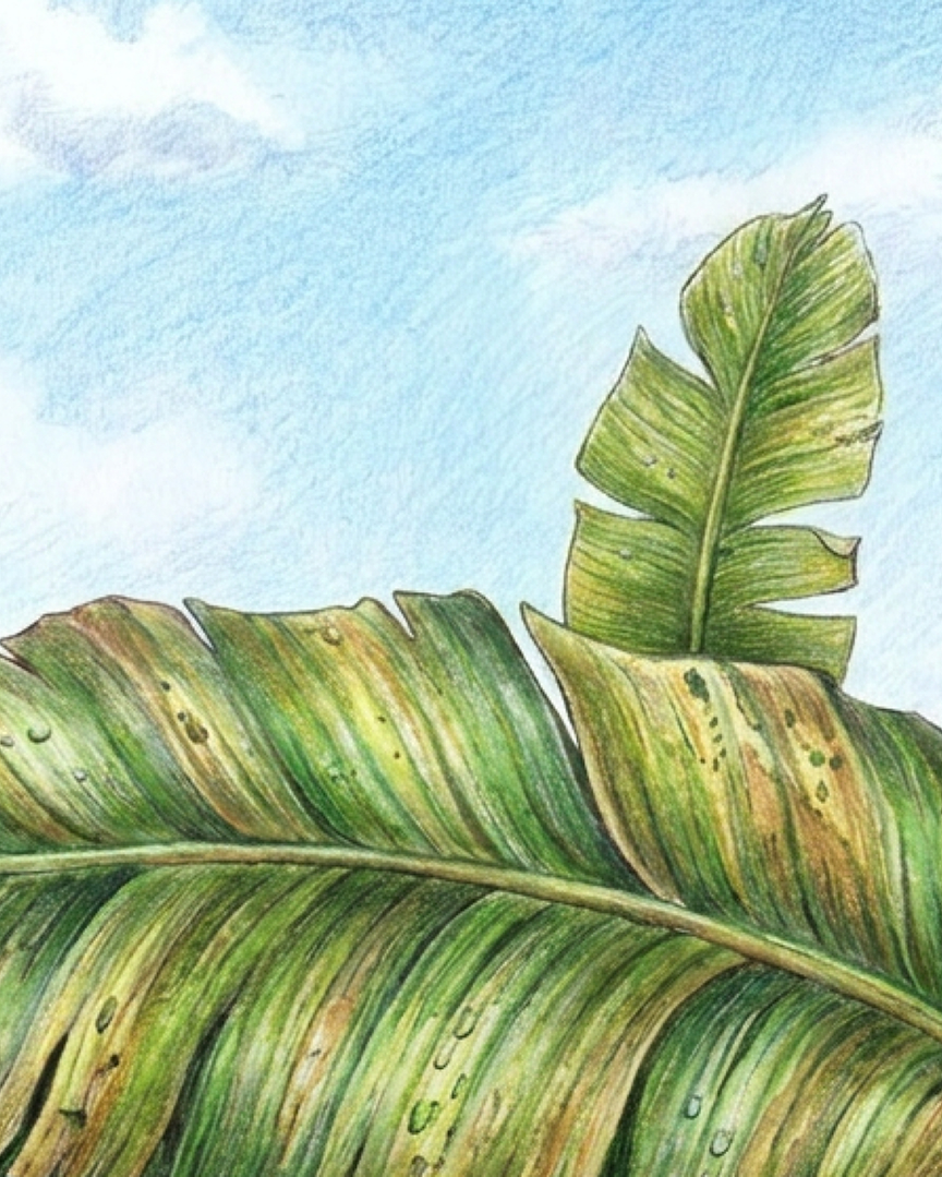 Banana leaves layered over fermenting cherries — Banana Wash lot