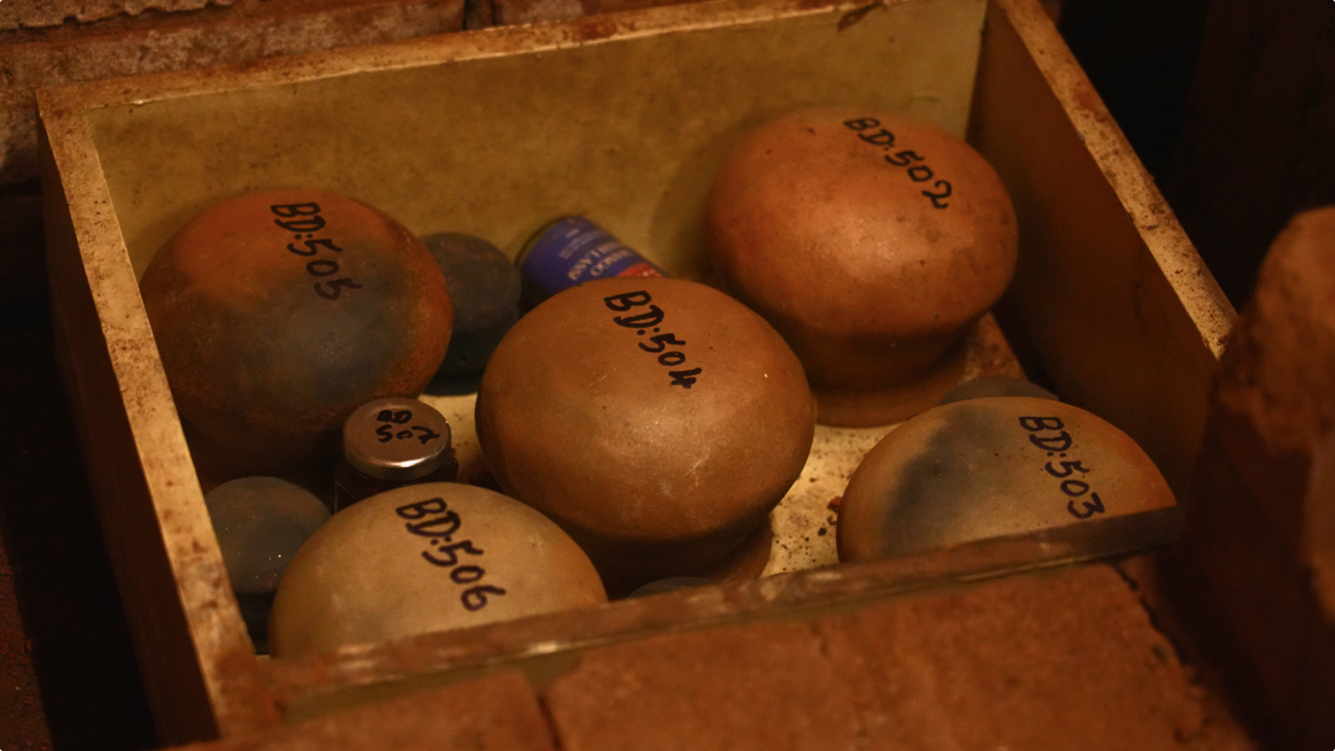 A cured cow horn cracked open to reveal BD 500 — the slow, communal work made visible